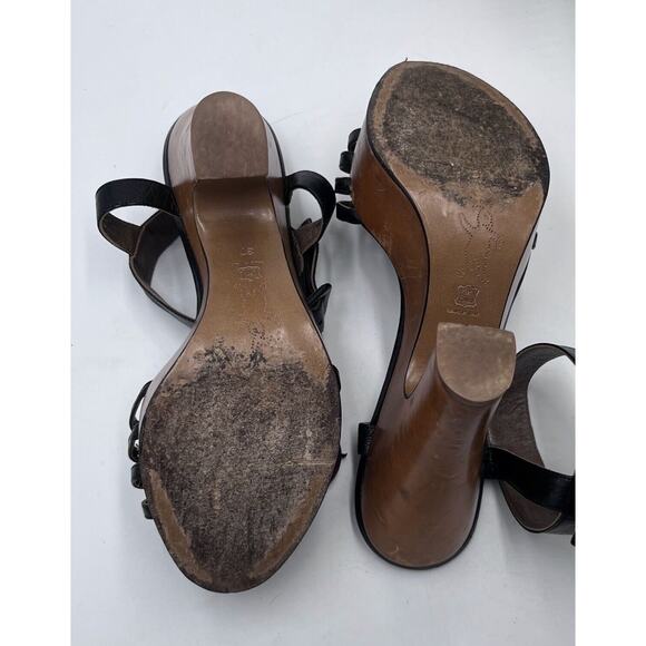 Marni Designer Chunky Wooden Heel lucite flowers Platforms Retro sz 37/6.5 - Picture 4 of 14